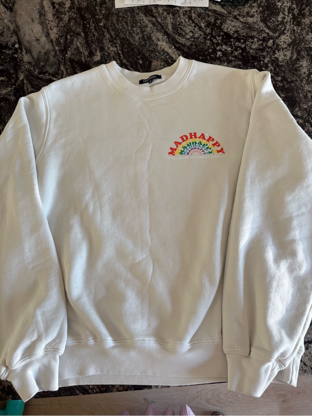 Madhappy Local Optimist Cream Crewneck with Rainbow Logo